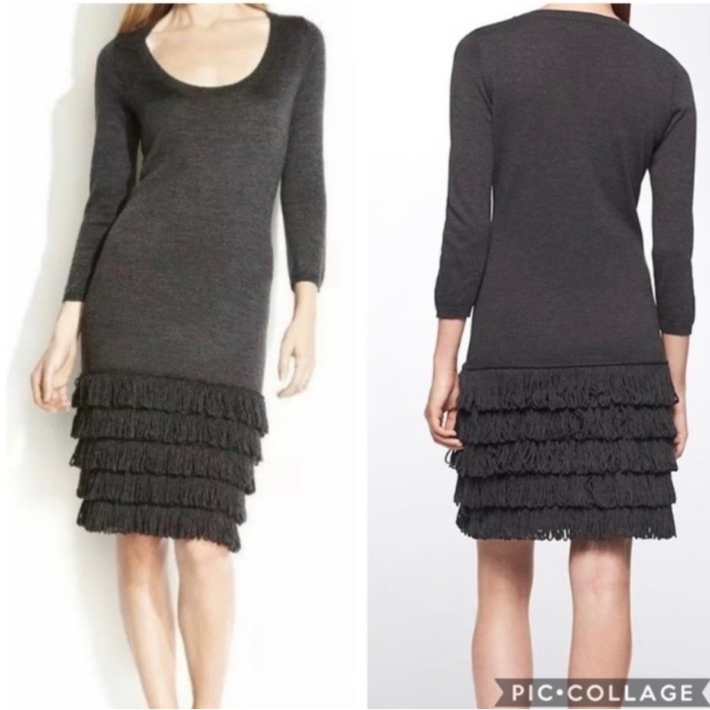 Calvin Klein Grey Fringe Dress EUC
